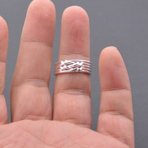 Sterling Silver Puzzle Ring,5 Circle Ring,silver wire ringGift For Mom