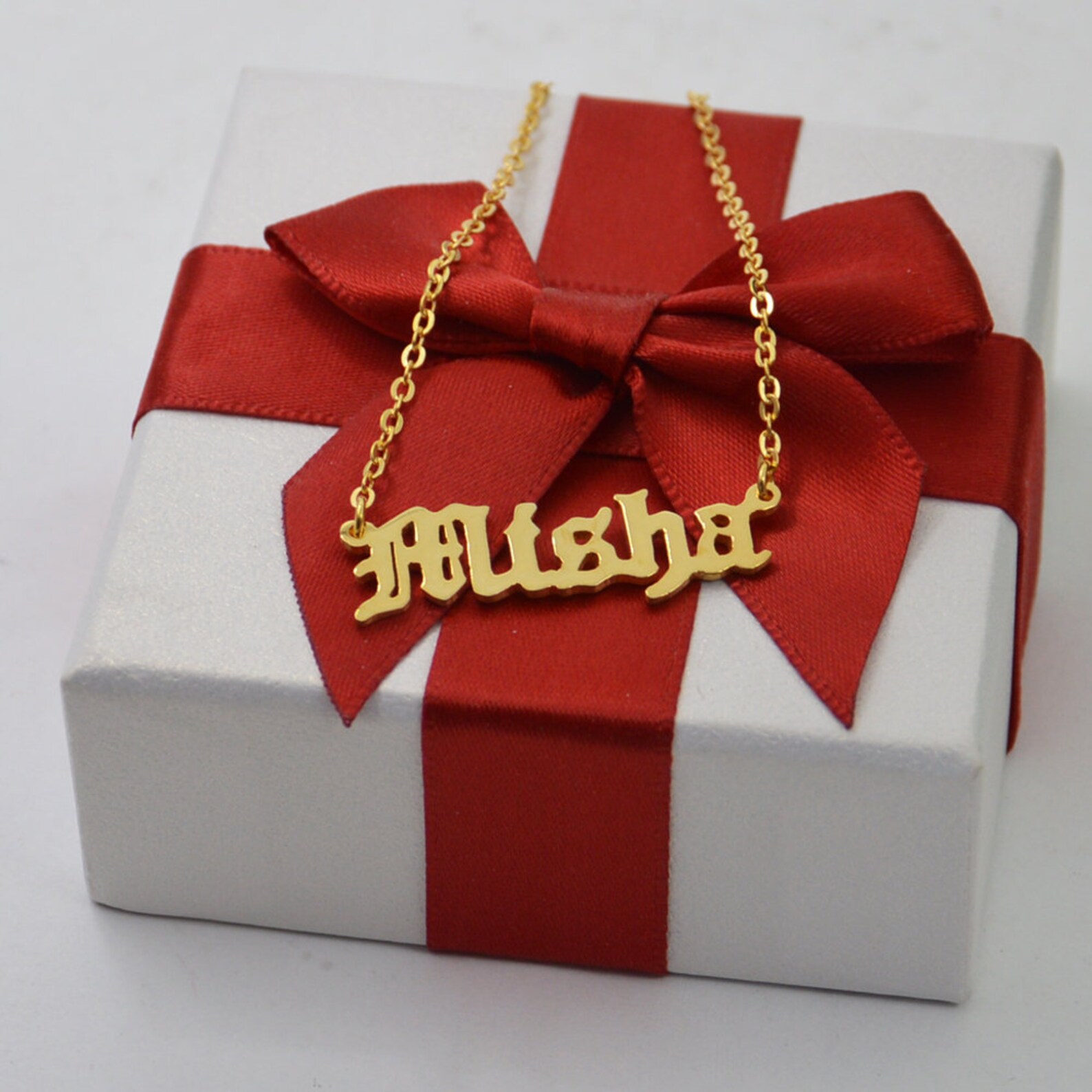 Old English Necklace gold Old English Name Necklace christmas Etsy