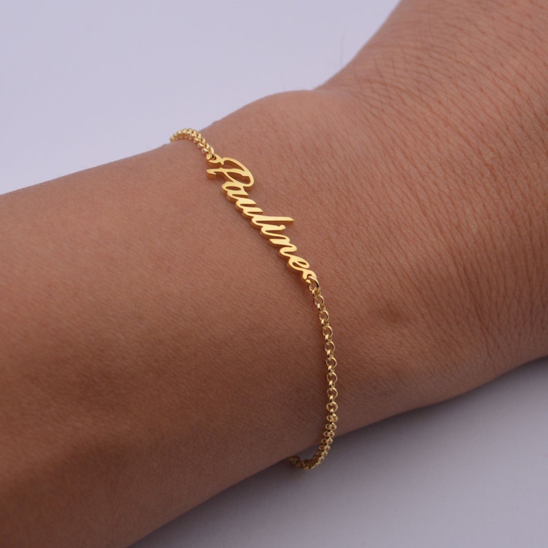 18K GOLD NAME Braceletname Plate Braceletpersonalized Etsy