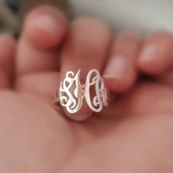 Custom monogram ring,custom name ring,made of sterling silver-Personalized Gift for everyone