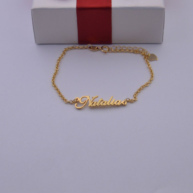18K GOLD NAME Braceletname Plate Braceletpersonalized Etsy