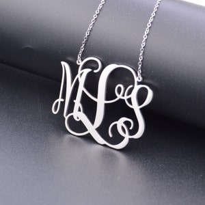 Sterling silver monogram necklace,1.5 inch monogrammed jewelry,birthday gift for everyone