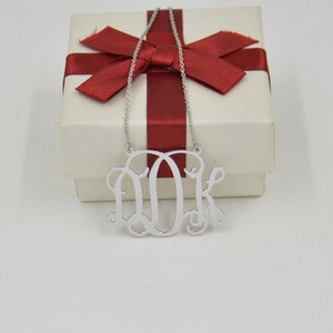 925 Silver Monogram Necklace-1 inch Handcrafted Personalized Initial Necklace