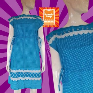 Vintage st michael cotton AQUA SPOTTY DRESS uk 10