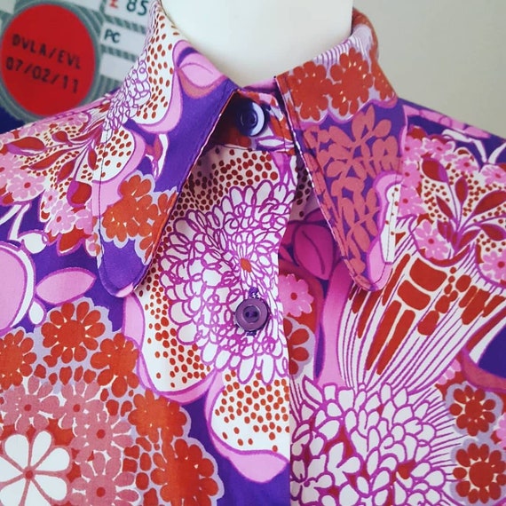 Vintage ST MICHAEL BEAGLE collar blouse purple flo