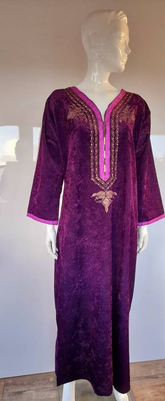 70s 80s PURPLE VELVET KAFTAN hippy boho festival … - image 2