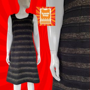 60s BLACK and GOLD striped DRESS mod sixties uk 12