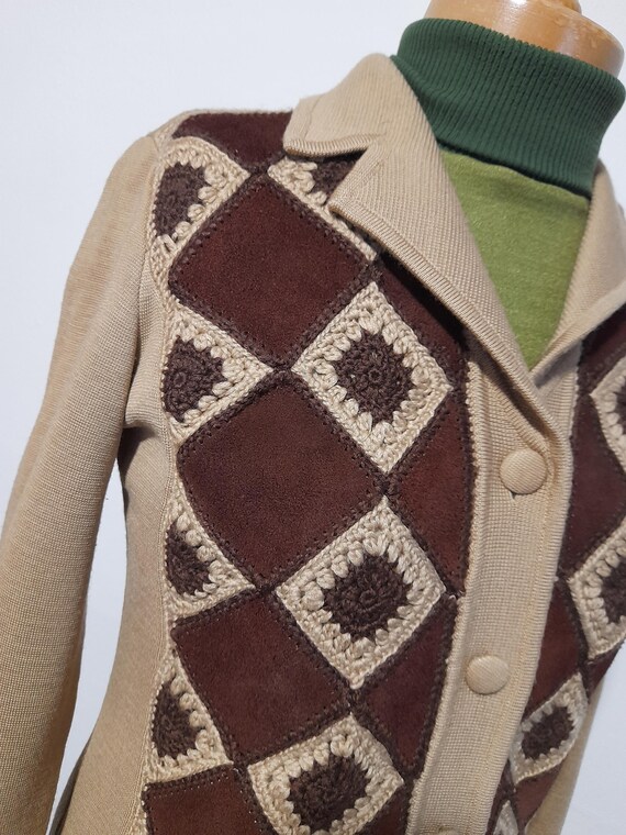 60s 70s dimonelli BROWN and coffee diamond check … - image 5