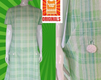 Handgemaakte groen geruite MOD JURK in SIXTIES-stijl 16