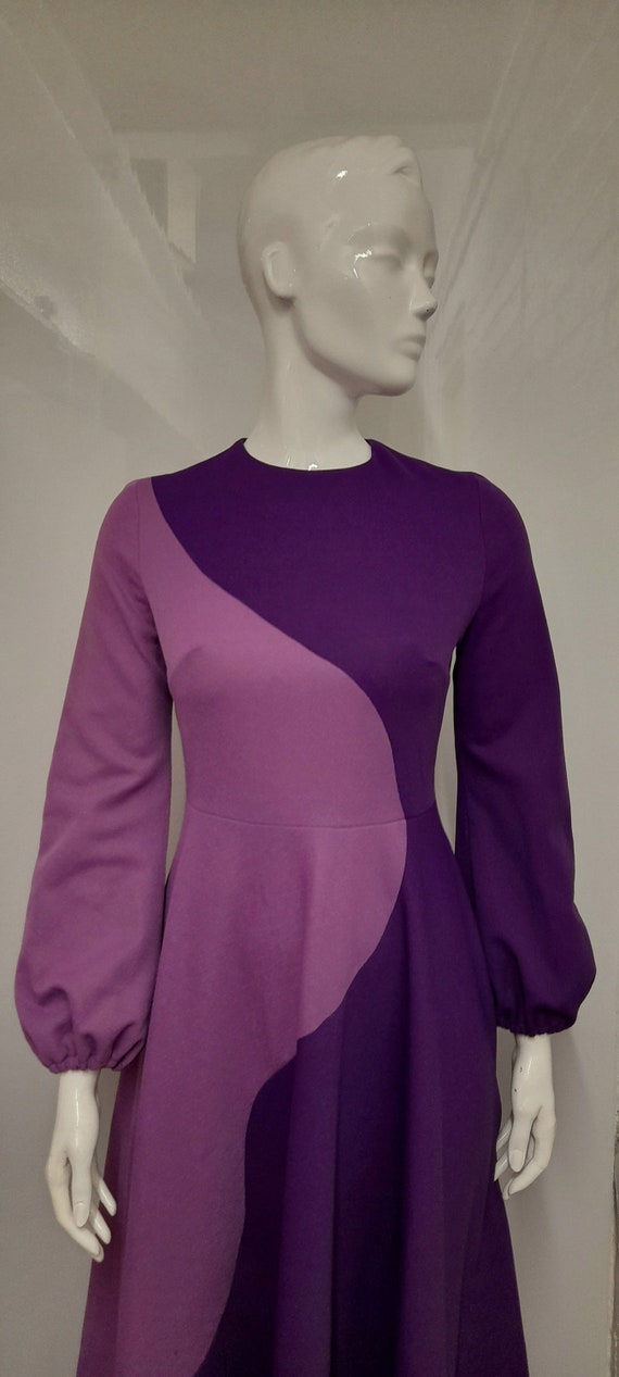 60s 70s yin yang PURPLE LILAC MAXI dress uk 10 - image 2