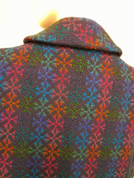 60s 70s PURPLE aqua rainbow WELSH wool CAPE mod s… - image 8