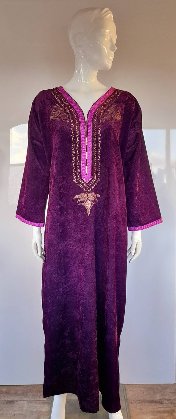 70s 80s PURPLE VELVET KAFTAN hippy boho festival … - image 6