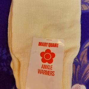80s deadstock cream mary QUANT ANKLE WARMERS gym workout
