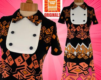 A-lijn mini-jurk in jaren 60-stijl, abstracte print, Verenigd Koninkrijk 8