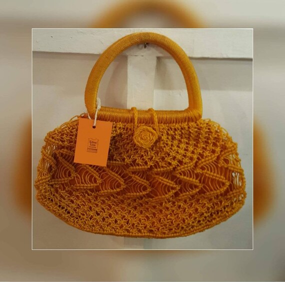 ORANGE NYLON 60's crochet BAG mod 60's