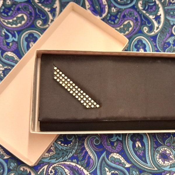 50s 60's LESOIR le soir vintage BLACK satin and DIAMONTE clutch bag still in original presentation box