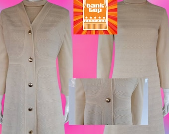 60s CREAM peter shires jersey knit sixties DRESS SUIT mod uk 10