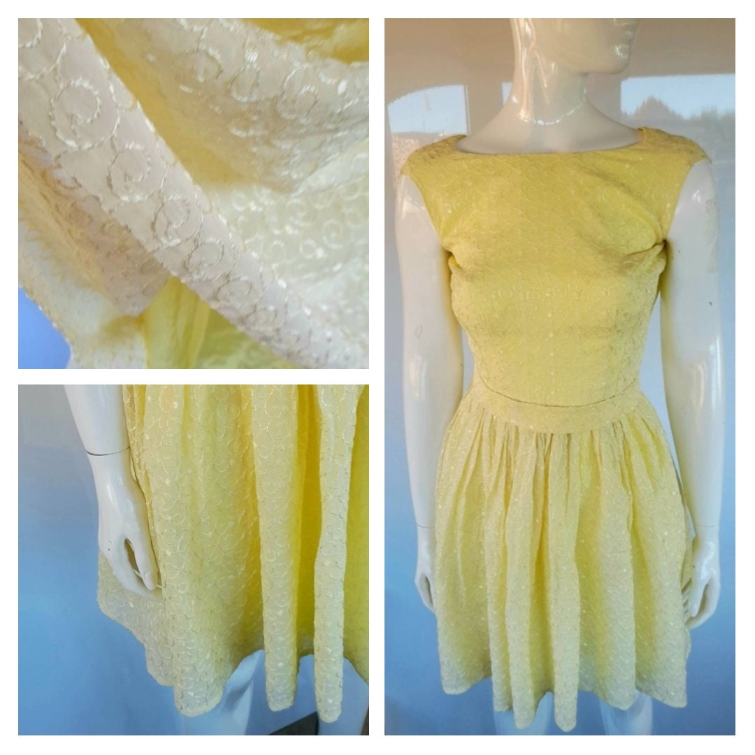 50s FIFTIES Lemon YELLOW Full Skirt DRESS Rockabilly - Etsy UK