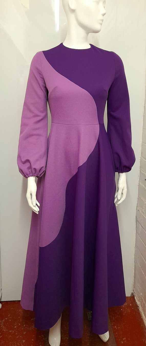 60s 70s yin yang PURPLE LILAC MAXI dress uk 10 - image 8