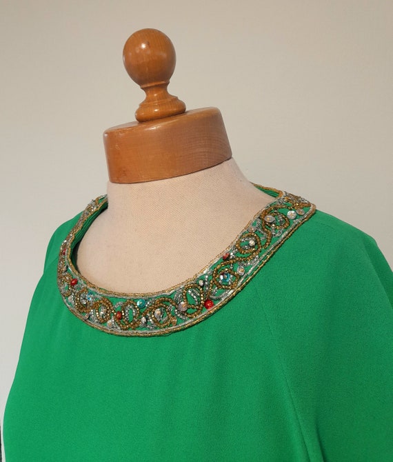 80s emerald GREEN FRANK USHER skirt blouse suit w… - image 8