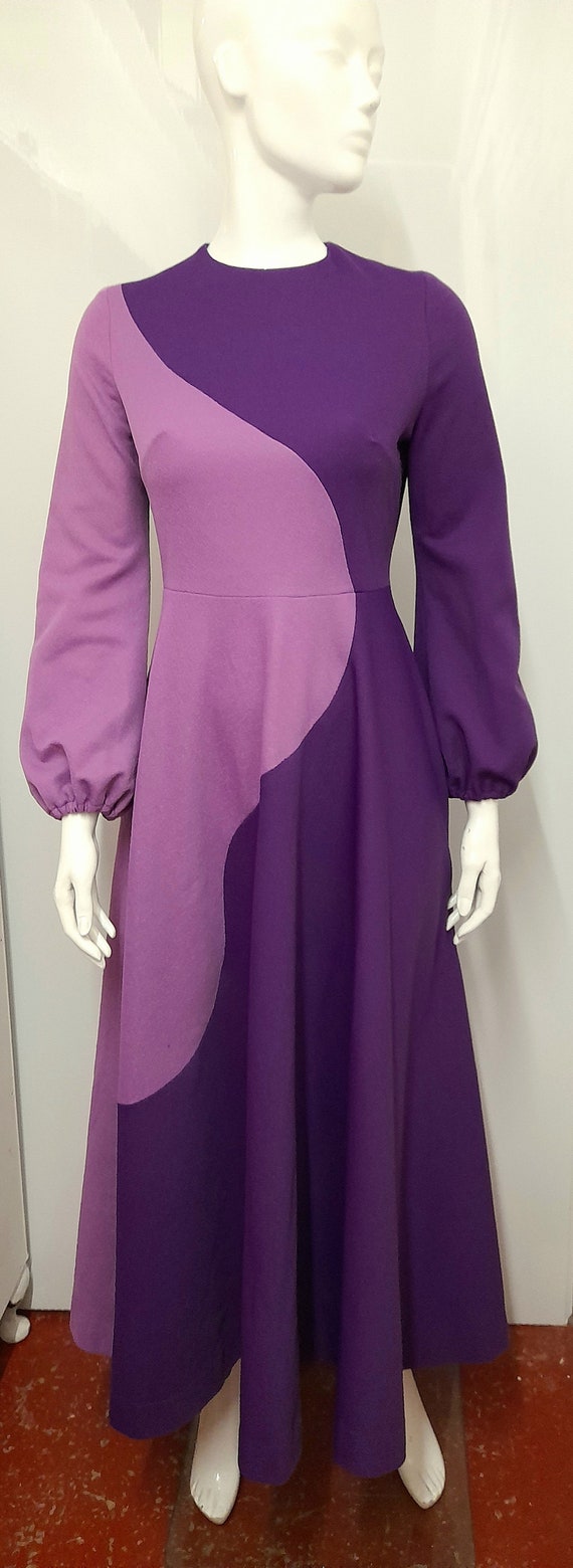 60s 70s yin yang PURPLE LILAC MAXI dress uk 10 - image 9