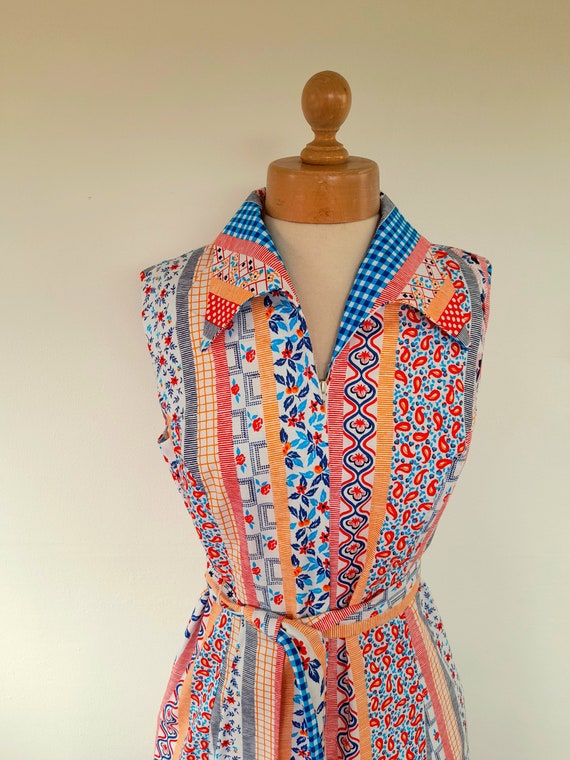 70s deadstock multi PATCHWORK print dagger collar… - image 4