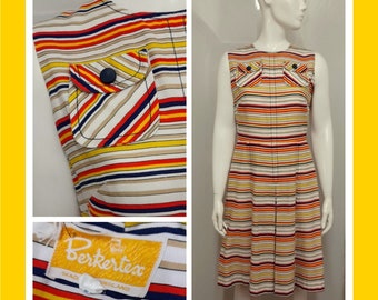 60s striped patch pocket BERKETEX MOD DRESS uk 12