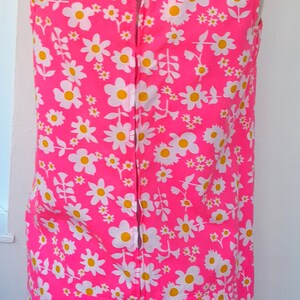 60s sleeveless shocking PINK FLORAL ruffle summer daisy DRESS by encore mod flower power swinging 60s uk 10 12 image 9