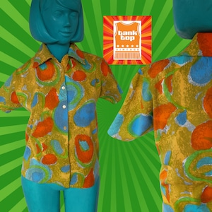 60s sixties PSYCHEDELIC polo mod TOP by shepherd uk 10