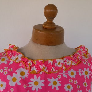 60s sleeveless shocking PINK FLORAL ruffle summer daisy DRESS by encore mod flower power swinging 60s uk 10 12 image 7