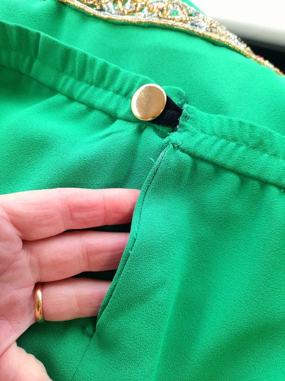 80s emerald GREEN FRANK USHER skirt blouse suit w… - image 6