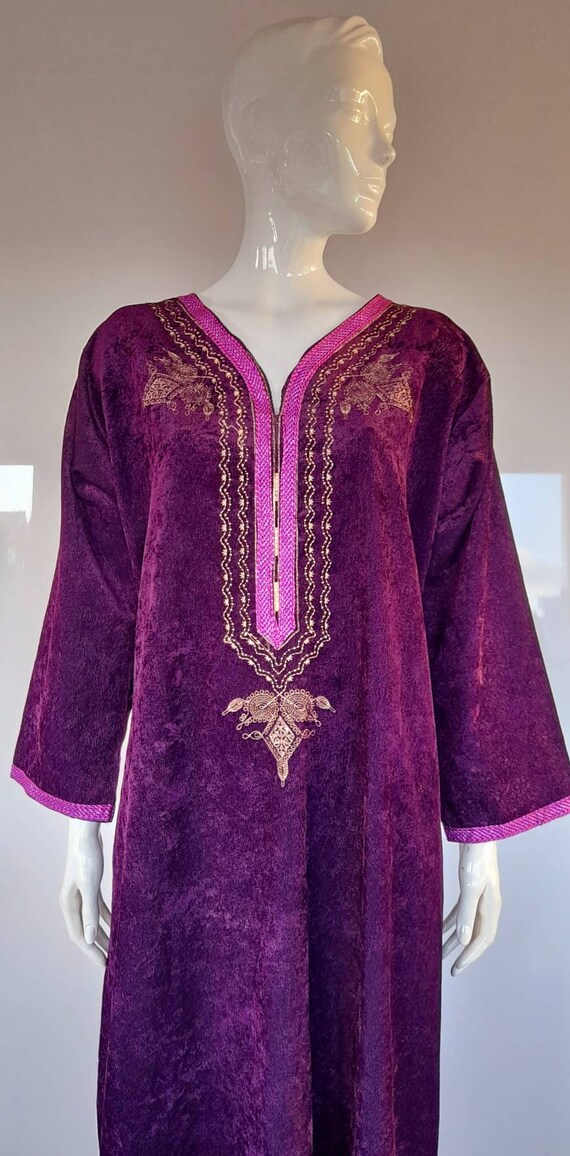 70s 80s PURPLE VELVET KAFTAN hippy boho festival … - image 7