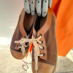 70s TAN leather french EYELET lace up SHOES mod sixties uk gents 4 uk womens 5