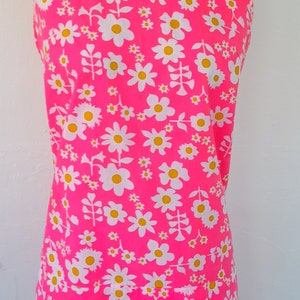 60s sleeveless shocking PINK FLORAL ruffle summer daisy DRESS by encore mod flower power swinging 60s uk 10 12 image 3