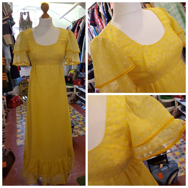 CALIFORNIA Label YELLOW Tulpen Print Prairie MAXI Dress 36-38