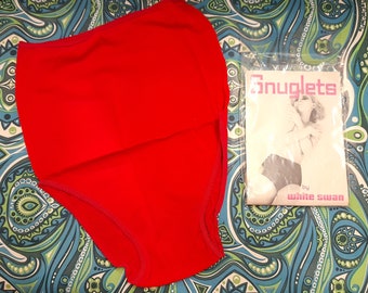 60s 70s white swan snuglets RED NYLON stretch high waist briefs PANTIES up to 32 inch waist up uk 12