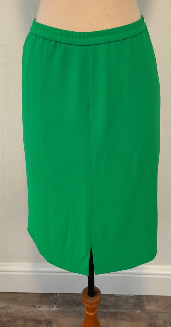 80s emerald GREEN FRANK USHER skirt blouse suit w… - image 4