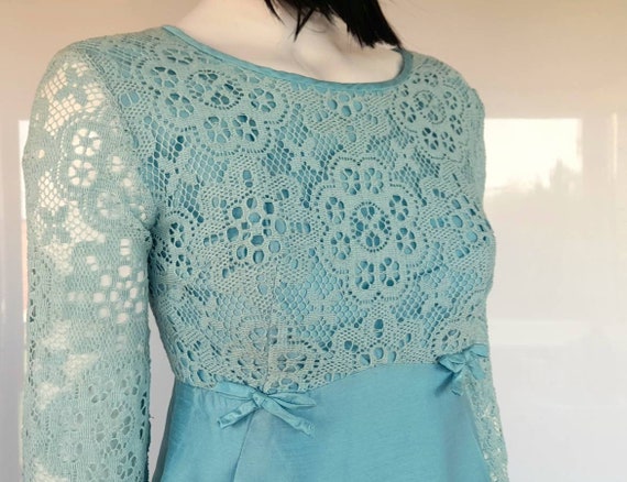 60s zane pale AQUA LACE zane cocktail dress maxi … - image 2