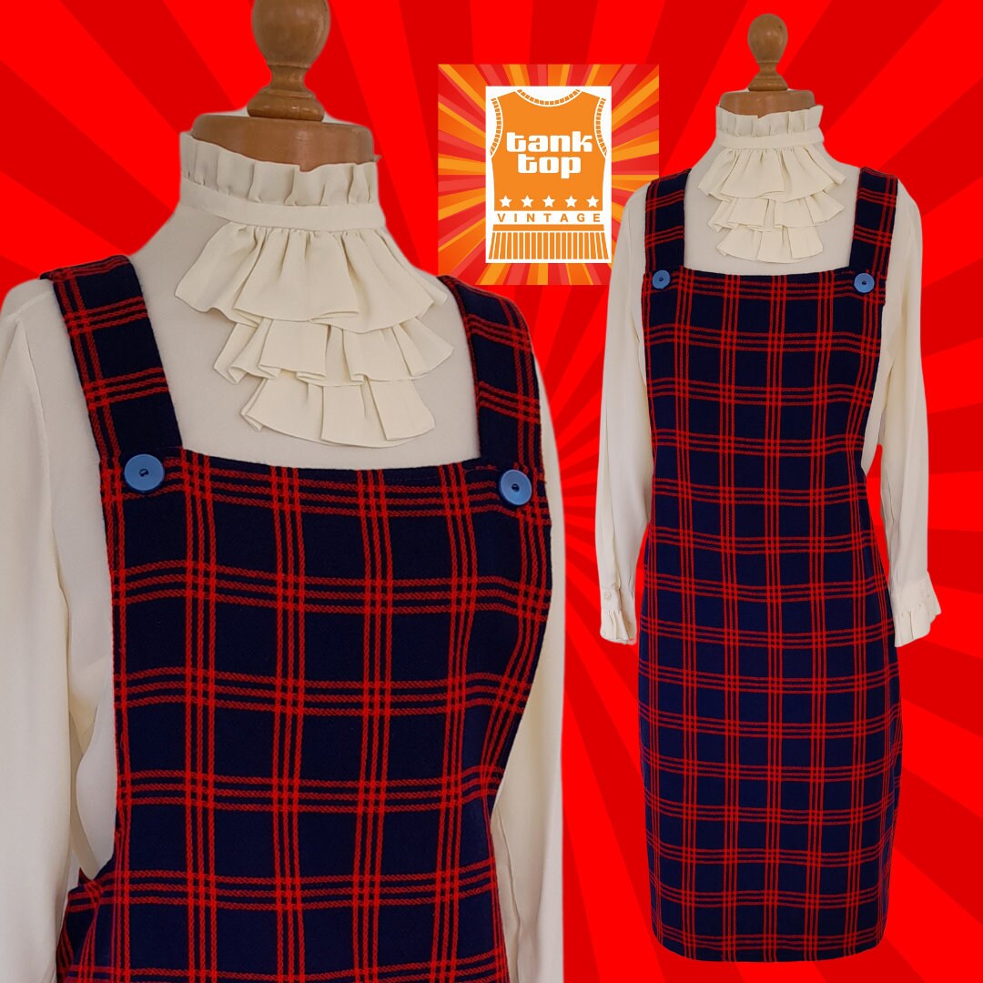 Red check pinafore dress hot sale