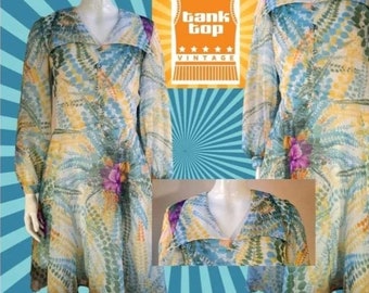 ROBE EN MOUSSELINE À FLEURS VERA MONT PARIS Années 70 Royaume-Uni