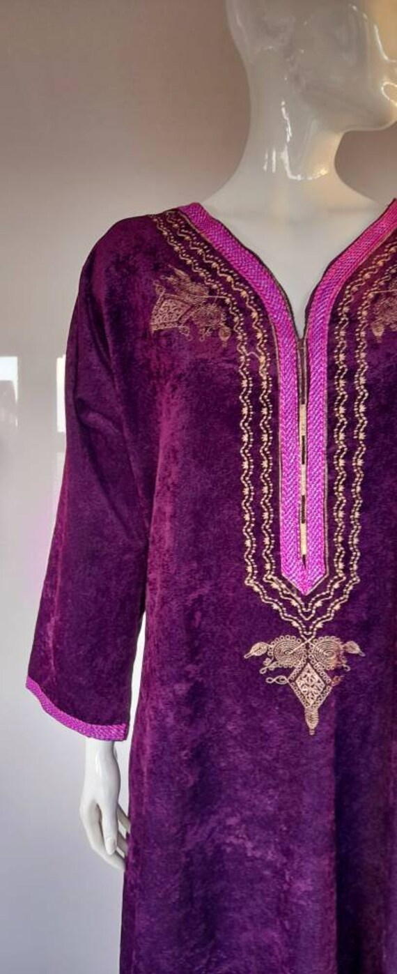 70s 80s PURPLE VELVET KAFTAN hippy boho festival … - image 5