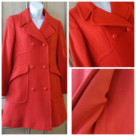 Cherry RED 1970's Ladies PANT SUIT Trouser Suit b