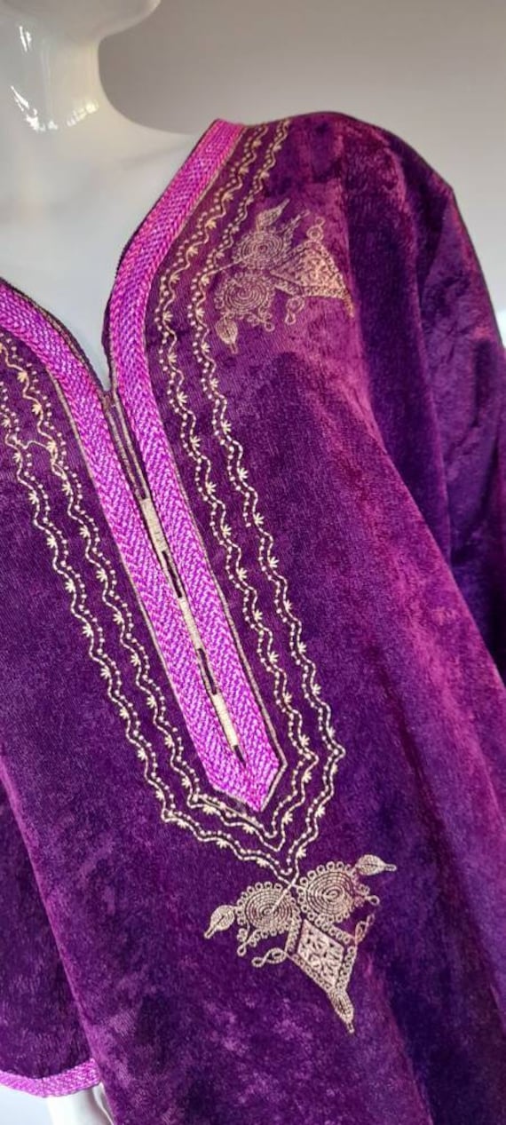 70s 80s PURPLE VELVET KAFTAN hippy boho festival … - image 4