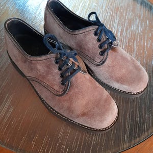 70s deadstock pale brown MINK suede CEBO lace up SHOES mod seventies uk gents 7
