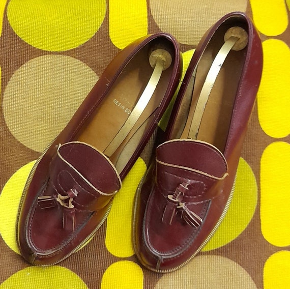 70 s JEN BURGUNDY Leather Tasselled LOAFERS Mod Skinhead Uk 5.5 Etsy