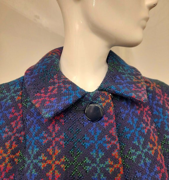 60s 70s PURPLE aqua rainbow WELSH wool CAPE mod s… - image 4