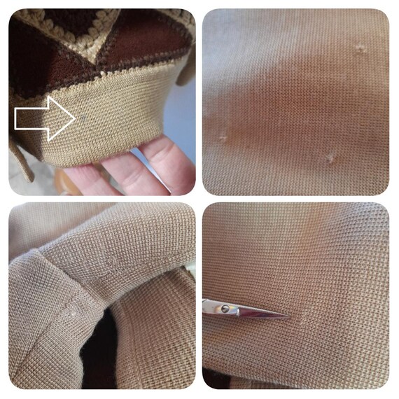 60s 70s dimonelli BROWN and coffee diamond check … - image 10