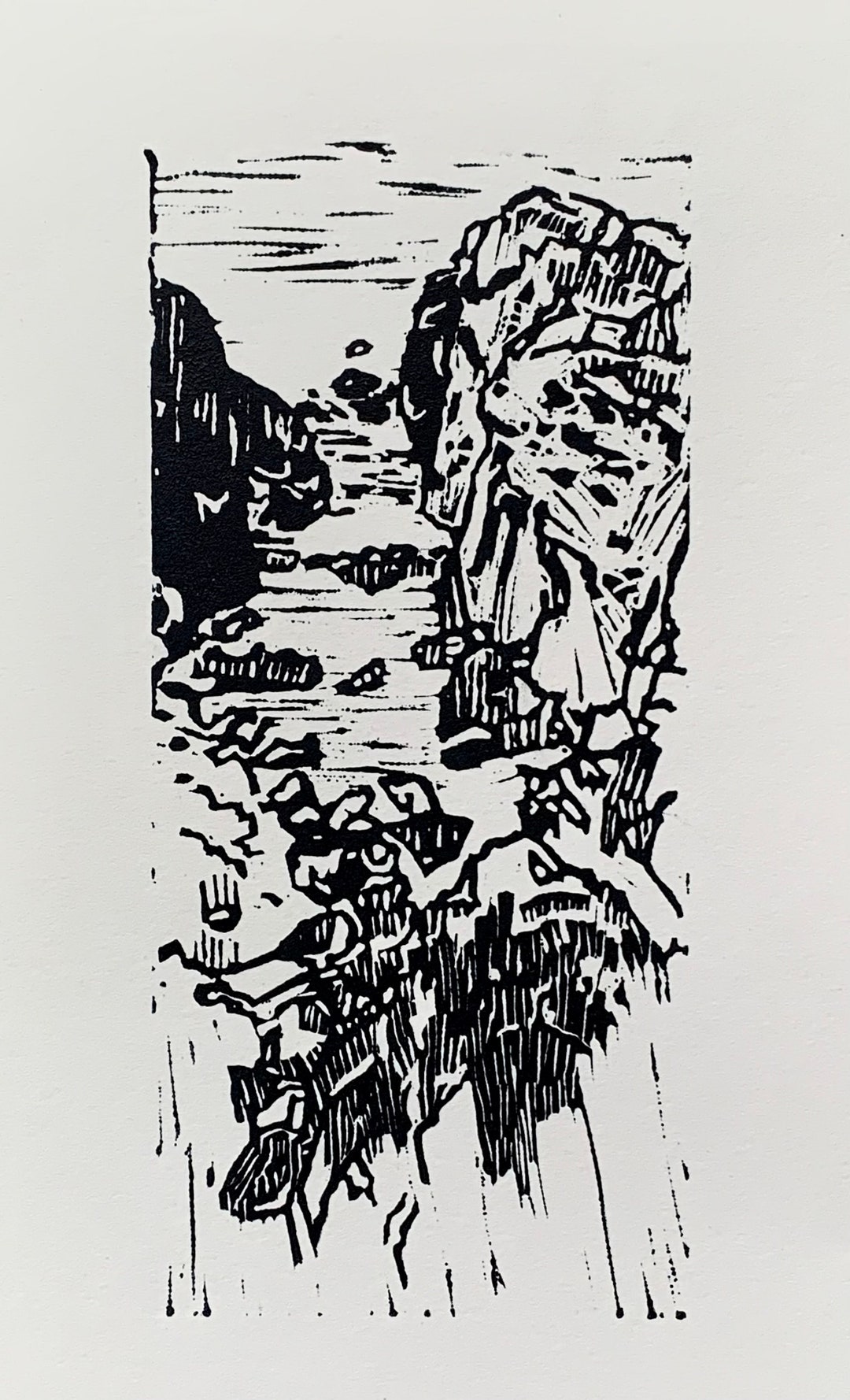 Ilfracombe Rocks, Devon- Linocut Print - Etsy