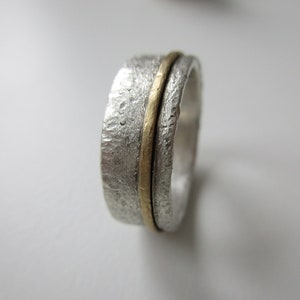 Ring silver ring bicolor wedding ring wedding ring forged engagement ring gift silver & gold unisex bicolor rustic timeless image 1