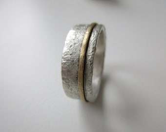 Ring Silberring bicolor Ehering Trauring geschmiedet Verlobungsring Geschenk Silber&Gold  Unisex bicolor rustikal zeitlos